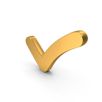 Gold Tick Mark Metallic Symbol PNG & PSD Images