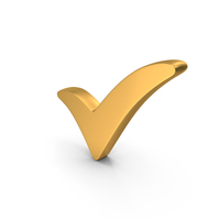 Gold Tick Mark Metallic Symbol PNG & PSD Images