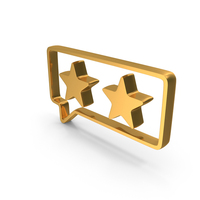 Gold Two Star Rating Speech Bubble Metallic Symbol PNG & PSD Images