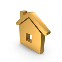 Gold Home Metallic Symbol PNG & PSD Images
