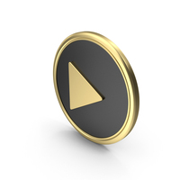 Gold & Black Round Media Play Symbol PNG & PSD Images