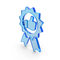 Blue Glass Thumbs Up Badge Symbol PNG & PSD Images