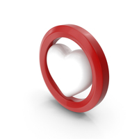 White Heart In Ring Symbol PNG & PSD Images