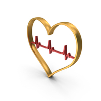 Gold Heart Beat Health Frame Metallic Symbol PNG & PSD Images