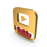 Gold YouTube Play Metallic Symbol PNG & PSD Images