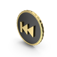 Gold & Black Round Rewind Symbol PNG & PSD Images