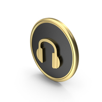 Gold & Black Round Headphone Symbol PNG & PSD Images