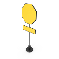 Yellow Octagonal Blank Road Sign With Rectangular Bottom PNG & PSD Images