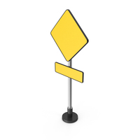 Yellow Diamond Blank Road Sign With Rectangular Bottom PNG & PSD Images