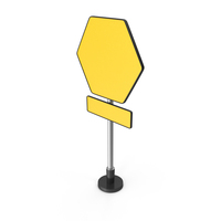 Yellow Hexagonal Blank Road Sign With Rectangular Bottom PNG & PSD Images