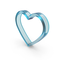 Blue Glass Heart Outline Symbol PNG & PSD Images