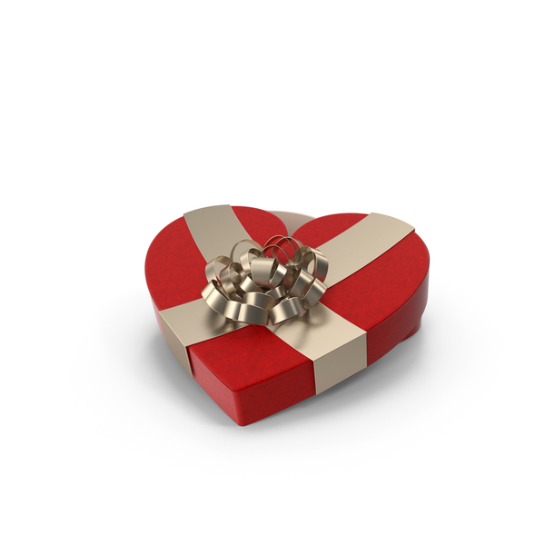 Red Heart Shaped Box Wrapped With Golden Ribbon And Bow PNG & PSD Images