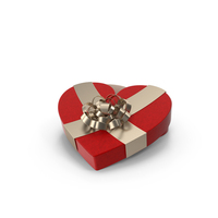 Red Heart Shaped Box Wrapped With Golden Ribbon And Bow PNG & PSD Images