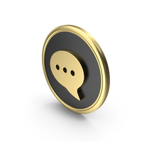 Gold & Black Message Bubble Symbol PNG & PSD Images