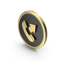 Gold & Black Round Outgoing Call Symbol PNG & PSD Images