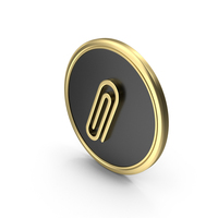 Gold & Black Round Paperclip Attach Symbol PNG & PSD Images