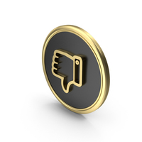 Gold & Black Round Thumbs Down Symbol PNG & PSD Images