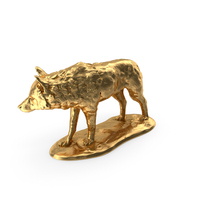 Gold Wolf Statue PNG & PSD Images