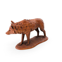 High Wood Wolf Statue PNG & PSD Images