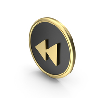 Gold & Black Round Rewind Symbol PNG & PSD Images