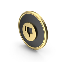 Gold & Black Round Thumbs Down Symbol PNG & PSD Images