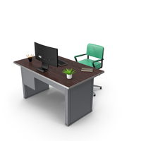 Green  OfficeChair and Metal Office Desk PNG & PSD Images