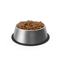 Brushed Metal Dog Bowl With Dry Food PNG & PSD Images