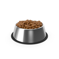 Chrome Dog Bowl With Dry Food PNG & PSD Images