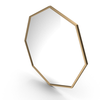 Octagonal Mirror In A Gold Metal Frame PNG & PSD Images