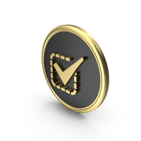 Gold & Black Round Check Mark Symbol PNG & PSD Images