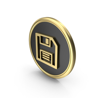 Gold & Black Round Floppy Symbol PNG & PSD Images