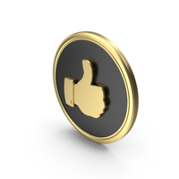 Gold & Black Round Thumps Up Symbol PNG & PSD Images