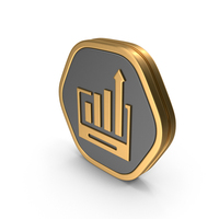 Gold Hexagonal Upward Trend Icon PNG & PSD Images
