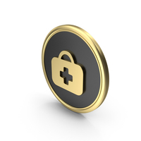 Gold & Black Round First Aid Kit Symbol PNG & PSD Images