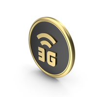 Gold & Black Round 3G Network Symbol PNG & PSD Images