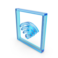 Blue Glass Square WiFi Symbol PNG & PSD Images