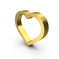 Gold Heart Outline Symbol PNG & PSD Images