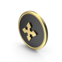 Gold & Black Round Move Symbol PNG & PSD Images