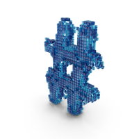 Blue Cubical Pixel Art Assembling SciFi Hashtag Symbol PNG & PSD Images