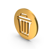 Gold Round Trash Bin Symbol PNG & PSD Images