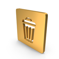 Gold Square Trash Bin Symbol PNG & PSD Images