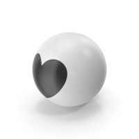 Black & White Sphere With Heart Symbol PNG & PSD Images