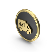 Gold & Black Round Fast Delivery Vehicle Symbol PNG & PSD Images