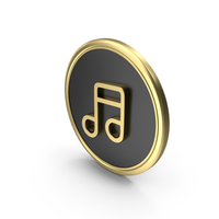 Gold & Black Round Music Note Symbol PNG & PSD Images
