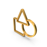 Gold Basic Geometric Shapes Outline Icon PNG & PSD Images