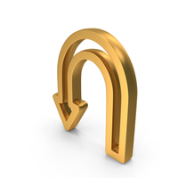 Gold U Turn Arrow Outline Icon PNG & PSD Images