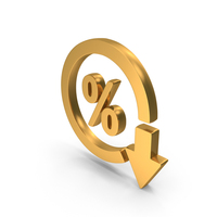 Gold Percentage Decrease Icon PNG & PSD Images