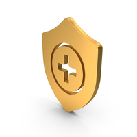 Gold Health Protection Shield Icon PNG & PSD Images
