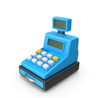 CASH REGISTER CARTOON BLUE PNG & PSD Images