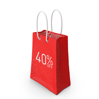 Red 40 Percent Off Shopping Bag PNG & PSD Images